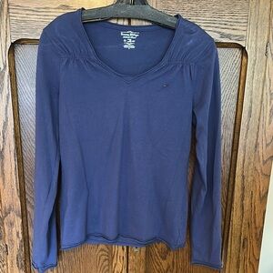 Tommy Hilfiger Women's Deep Blue V-Neck Blouse